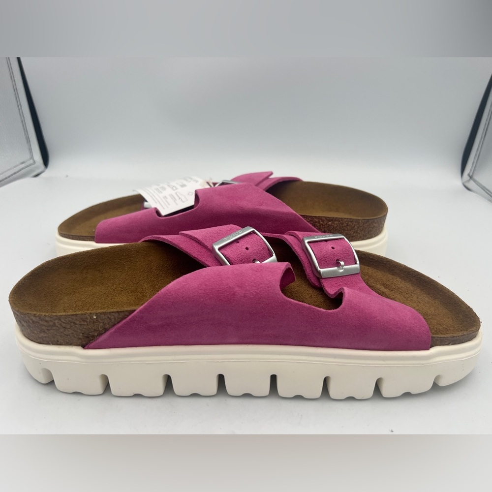 Papillio Birkenstock Arizona BigBuckle Fuschia Suede Platform Sandal SZ EU42 NEW - Picture 14 of 15